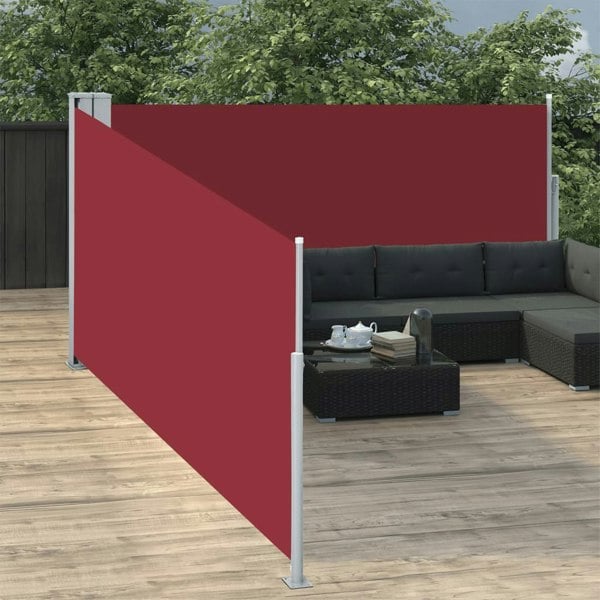 Berkfield Retractable Side Awning Red 100x1000 cm