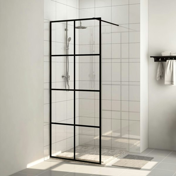 Berkfield Walk-in Shower Wall with Clear ESG Glass 80x195 cm Black