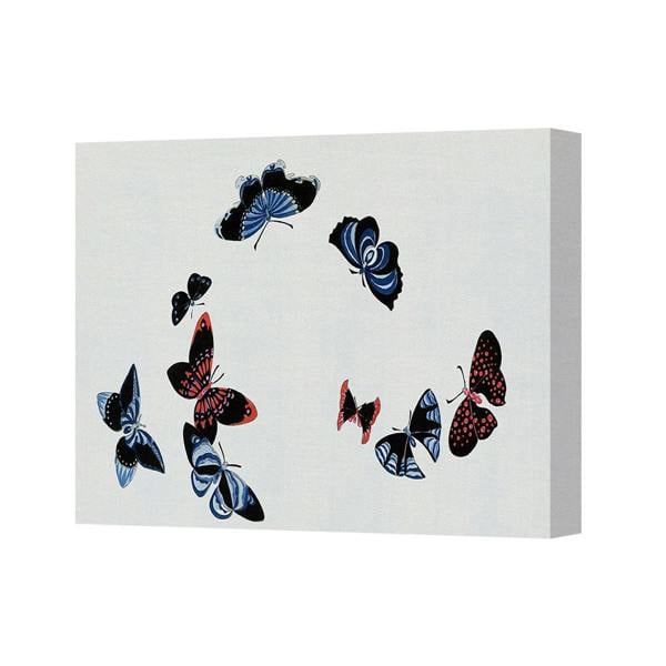 Benjamin Tate Design Butterfly Canvas Wall Art Print Navy Blue Butterflies on White Background