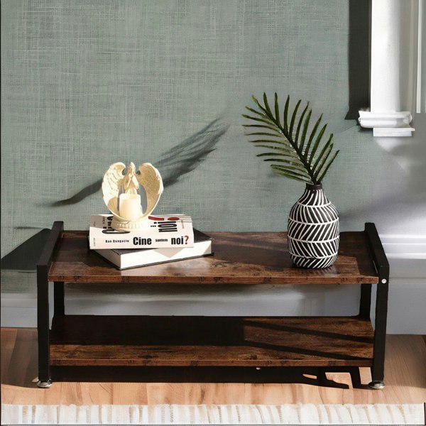 Rafaelo Mobilia 2 Tier Industrial Rustic 80CM Shoe Bench