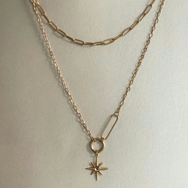 Luxe Tones Sahara Luxe 18ct Gold Plated Double Layer Sunburst Pendant Necklace