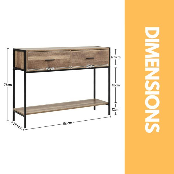 Rafaelo Mobilia Industrial Console Table With 2 Drawers