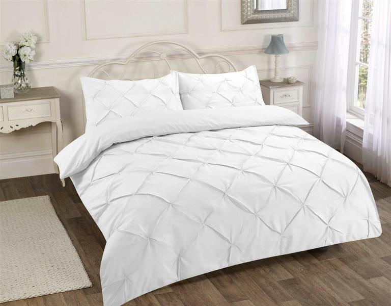 Alexander Pintuck White Duvet Cover Set
