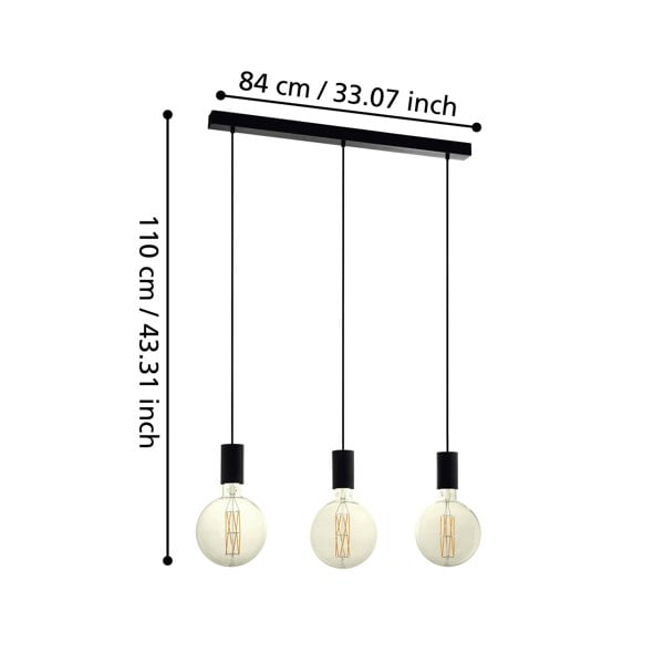 EGLO Pozueta Linear Pendant Light Black