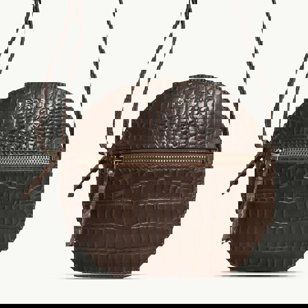 Assots London 'Jane' Tan Croc Leather Round Designer Crossbody Bag