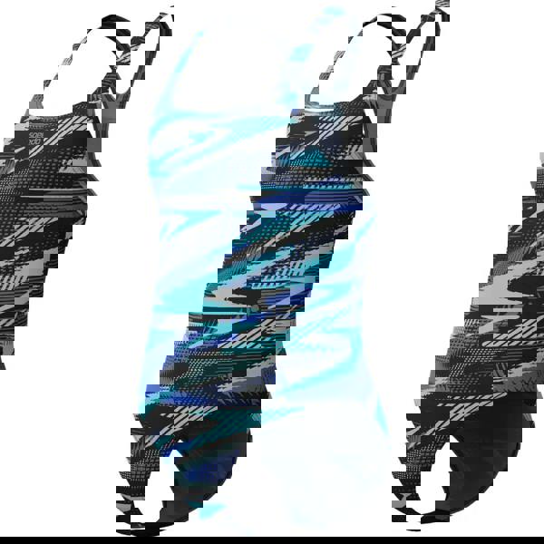 Girls HyberBoom allover printed Medalist black blue speedo swimsuit