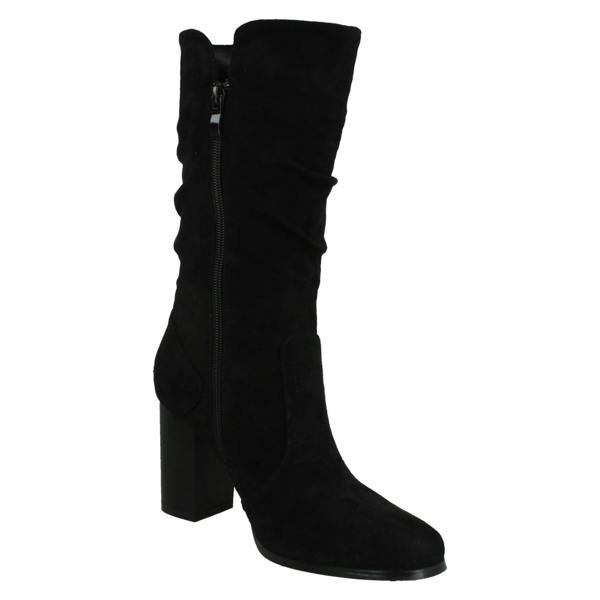 Spot On Ladies Spot On High Heel Rouched Leg Boots F51218