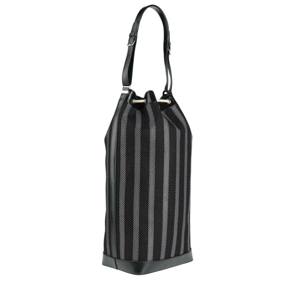 Saint Laurent long bucket bag in black and grey woven canvas