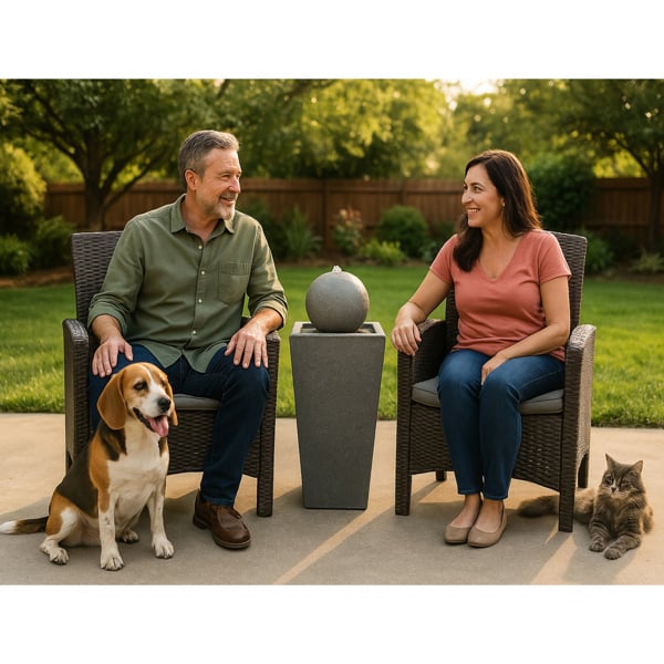Homeology Osiris Sphere and Column Water Feature with LED Lighting