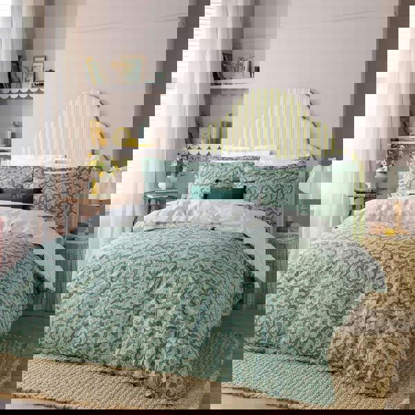 Wylder Brianna Reversible Cotton Floral Duvet Cover Set - Tarragon