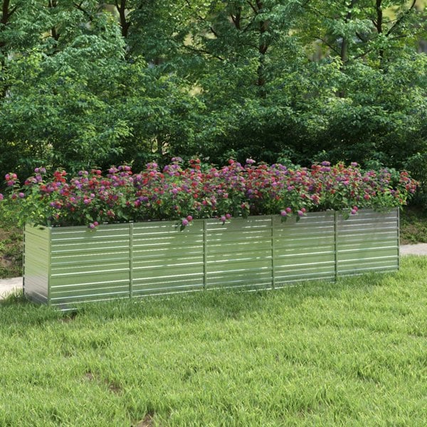 Berkfield Garden Raised Bed 400x80x77 cm Galvanized Steel Silver