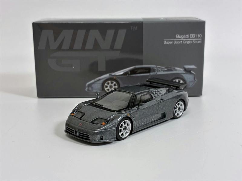 MCSlots Bugatti EB110 Super Sport Grigio Scuro LHD 1:64 Scale Mini GT MGT01002L