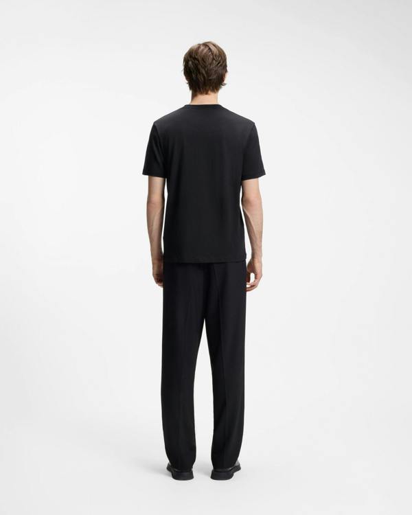 HUGO Dirunn Mens Cotton-Jersey T-Shirt with Animal Artwork - Black 001 | CHO | Designer Mens Short Sleeve T-Shirts