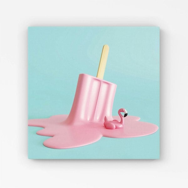 Warren Reed Flamingo Ice Cream Canvas