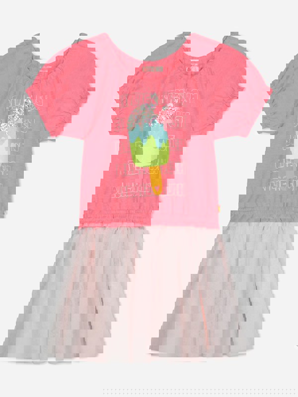 Billieblush Girls Jersey And Tulle Dress in Pink