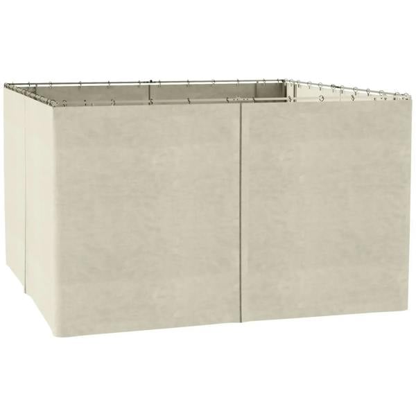 Beige gazebo privacy curtain panel with top hanging hooks and center seam