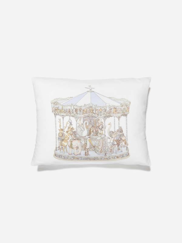 Atelier Choux Boys Carousel Satin Cushion in Blue (40 cm x 30 cm)