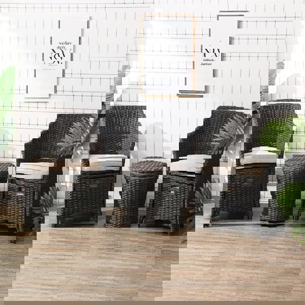 Bosco Rattan Garden Armchair And Ottoman, Indoor/ Outdoor Furniture-Weilai-Weilai Concept