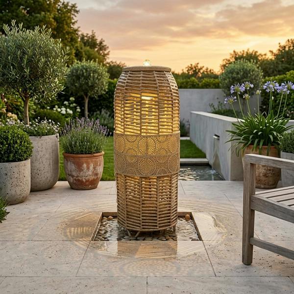 Garden Greatness Haxton Wicker Effect Garden Water Feature
