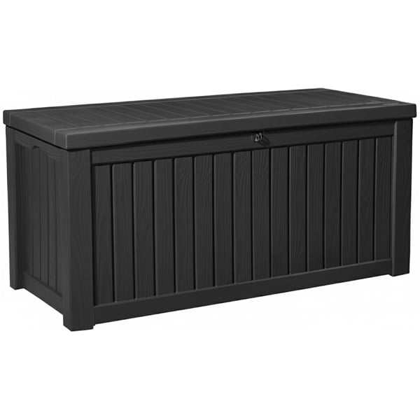 Centurion Supports TUNGSTEN 450 Litre 119 Gallon Waterproof Extra Large Lockable Easy-Open Garden Storage Box Outdoor Organiser in Black