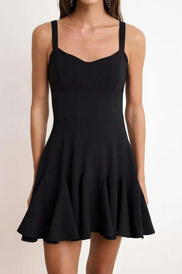 WOVCOR A-Line Lined Short Dress with Corset Detail
