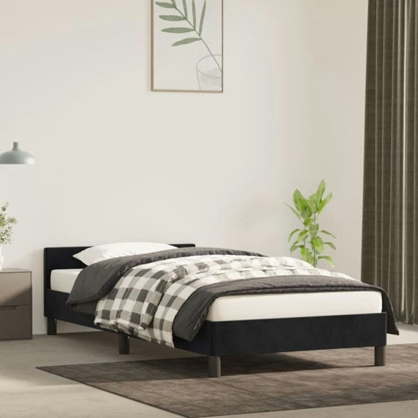 Berkfield Bed Frame with Headboard Black 90x190cm 3FT Single Velvet