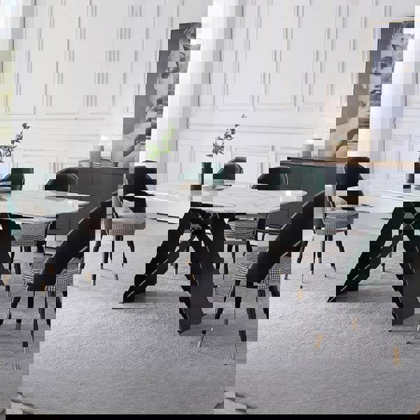 Detail view of Amsterdam Dining Table, Marble with dining table 6 seater