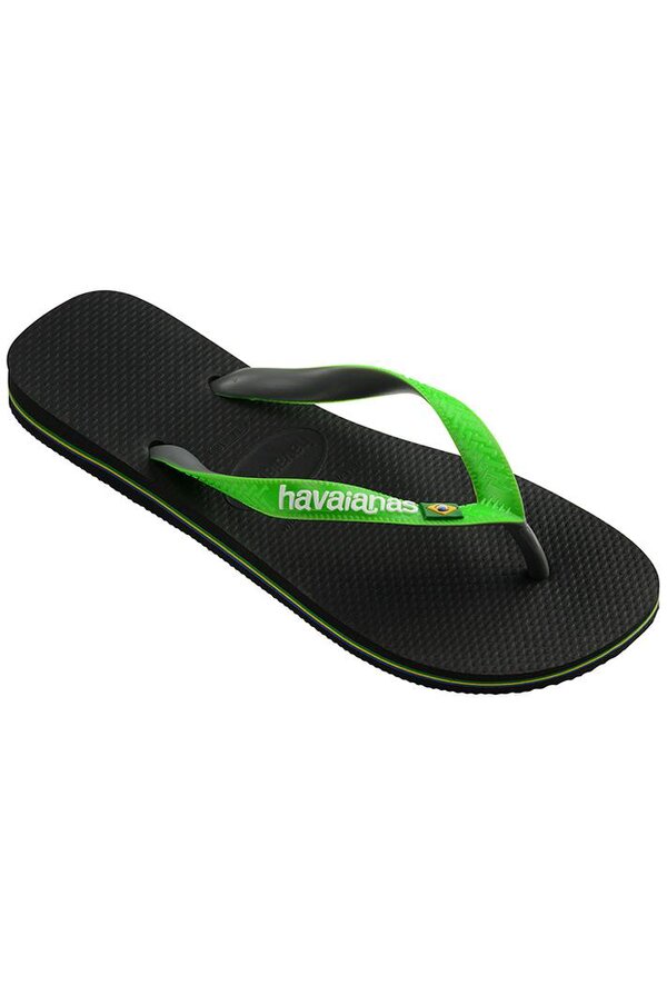 Havaianas Men's Brasil Logo Flip Flops - Black/Green
