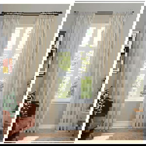 Furn Chenille Lined Pencil Pleat Curtains - Ecru