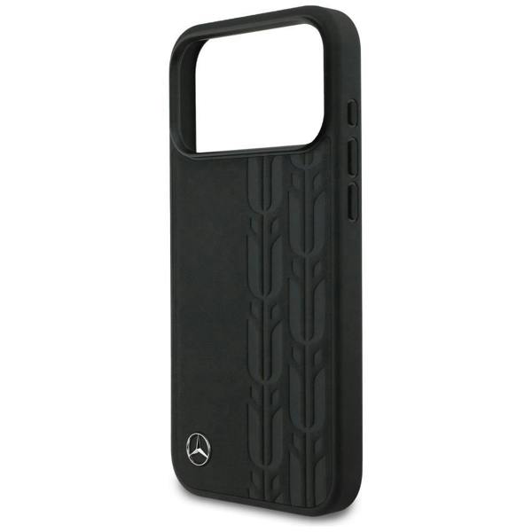 Mercedes Leather Laurel Leaves Case with MagSafe for iPhone 17 Pro Max 6.9" Black - MEHMP17X25RDSLAK