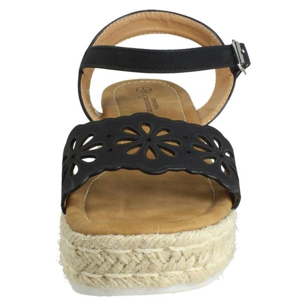 Savannah Ladies Mid Espadrille Wedge Ankle Strap Sandals F12096
