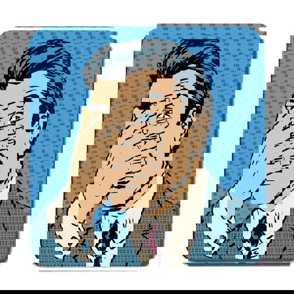 Benjamin Tate Design The confused man hide and seek game pop art comics retro style Halftone (Coaster)
