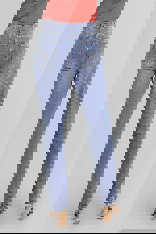 ENORSIA Blue Straight Fit High Rise Ripped Jeans