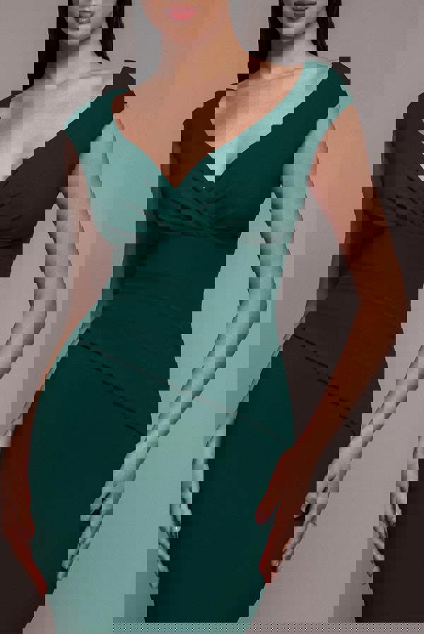 Bardot Pleated Midi Dress - Emerald Green DR1092A