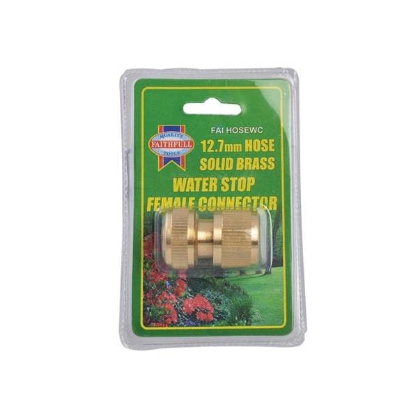 Faithfull Brass Female Water Stop Connector 12.5mm (1/2in) - Multi Colour - 
