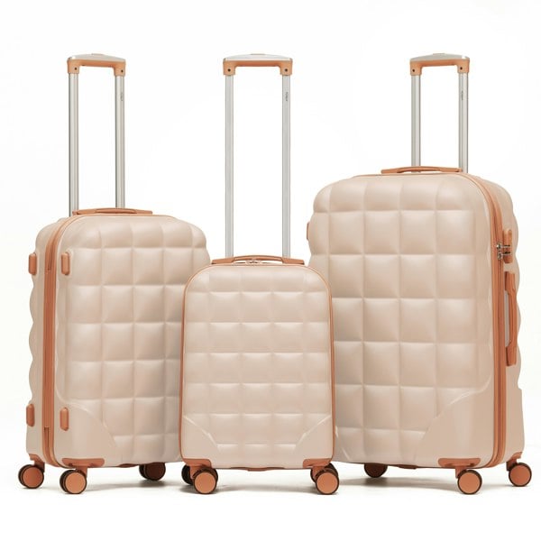 Flight Knight Set of 3 Hard Case Bubble Design Check-in Size Suitcases Hold Luggage