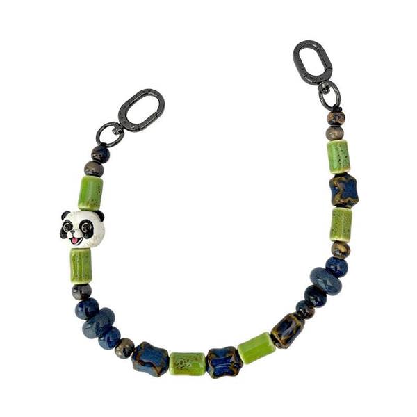 Nimmy Friends Nimmy Big Eye Cute Pet Travel Panda Mobile Phone Chain Bag Charm Ceramic Bracelet Black - N-XDY-SL-06