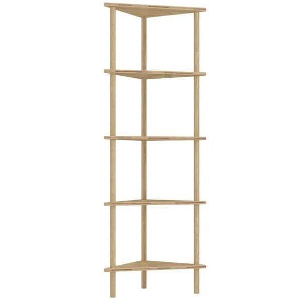 Bamboo Storage Shelf, 5-tier Corner Shelf, Freestanding Shelving Unit for Living Room, Home Office, Natural Wood Finish