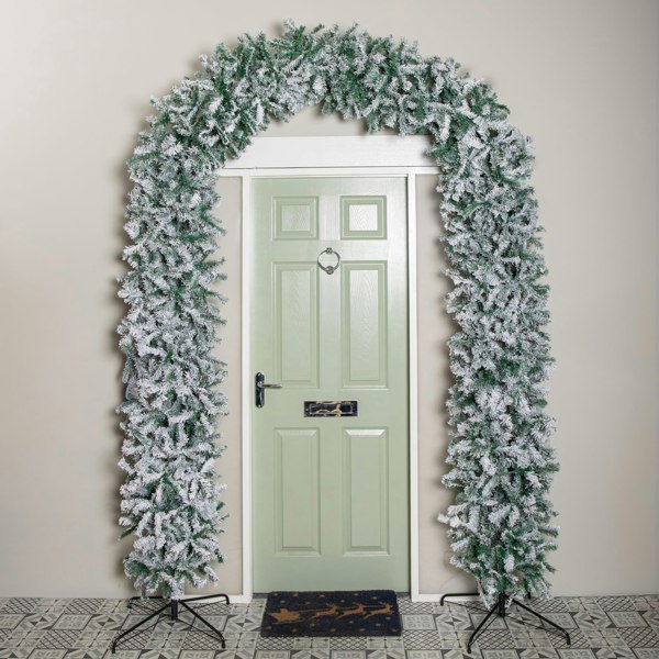 Samuel Alexander 8ft (2.55m) Samuel Alexander Single Door Snow Flocked Christmas Tree Arch with 2000 Tips