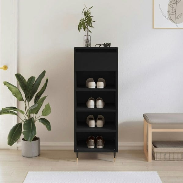 Berkfield Shoe Cabinet Black 40x36x105 cm Engineered Wood