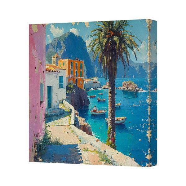 Benjamin Tate Design Contemporary Coastal Canvas Wall Art Print With Deep Wooden Frame UK Made