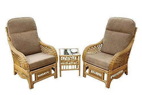 The Garden Marketplace Portofino Duo Set- 2 Chairs and a Side Table- Coffee Fabric