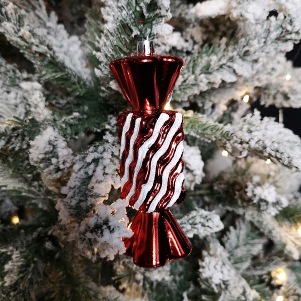 Samuel Alexander Pack of 5 15cm Red & White Candy Stripe Sweet Shatterproof Christmas Decoration