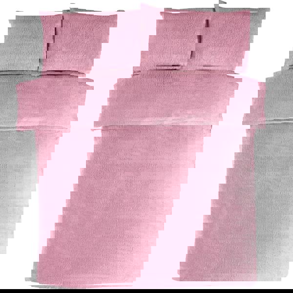 Teddy Plain Duvet Cover and Pillowcase Set - Mauve