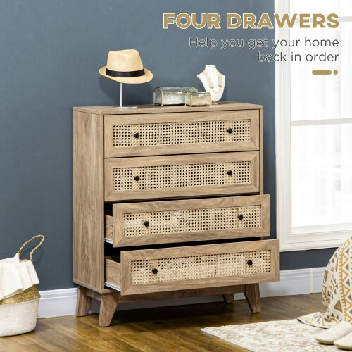 Wyld Haus Mohetak Wood and Rattan 4 Drawer Storage Chest