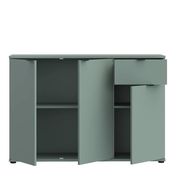 Furniture To Go Ganymede Wide 3 Door Cupboard with Drawer in Sage Green