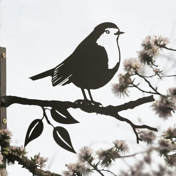 EDH Door Hardware Metal Robin Tree Silhouette – 18cm x 25cm | Decorative Metal Bird Wall Art & Garden Ornament | Hanging Décor for Outdoor