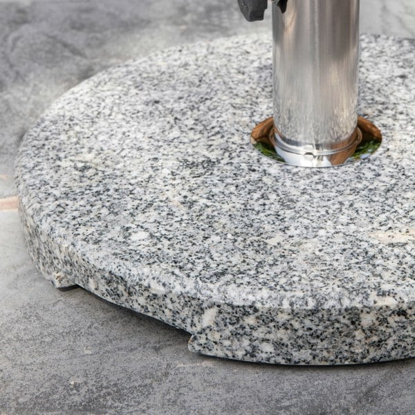 Samuel Alexander 15kg Round Granite Garden Parasol / Umbrella Base Weight Stainless Steel Pole