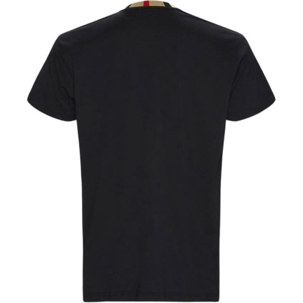 Burberry Pattern Collar Black Oversized T-Shirt S