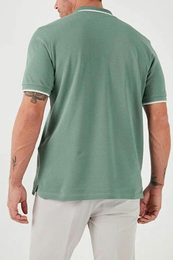 WOVCOR 100% Cotton Button-Down Regular Polo Collar Men's T-Shirt